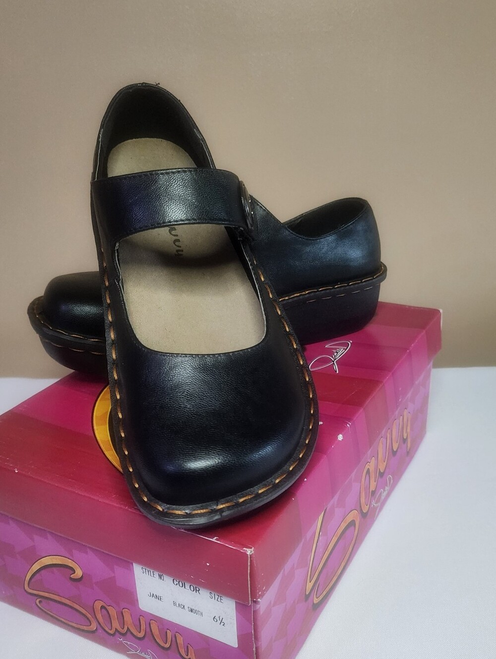 Savvy Mary Jane Shoes Womens Size 6.5M Black Non Slip